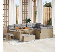 vidaXL Conjunto de sofás de jardín 12 uds. Beige ratán sintético