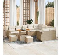 vidaXL Conjunto de sofás de jardín 12 uds. Beige ratán sintético