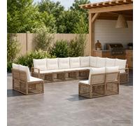 vidaXL Conjunto de sofás de jardín 12 uds. Beige ratán sintético