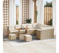 vidaXL Conjunto de sofás de jardín 12 uds. Beige ratán sintético