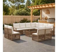 vidaXL Conjunto de sofás de jardín 12 uds. Beige ratán sintético