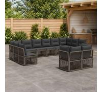 vidaXL Conjunto de sofás de jardín 12 uds. Gris ratán sintético