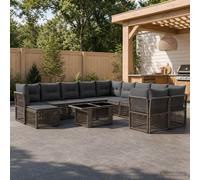 vidaXL Conjunto de sofás de jardín 12 uds. Gris ratán sintético