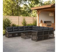 vidaXL Conjunto de sofás de jardín 12 uds. Gris ratán sintético