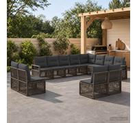 vidaXL Conjunto de sofás de jardín 12 uds. Gris ratán sintético