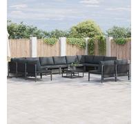 vidaXL Conjunto de sofás de jardín 12 uds. Negro Acero