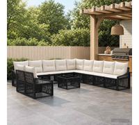 vidaXL Conjunto de sofás de jardín 12 uds. Negro ratán sintético