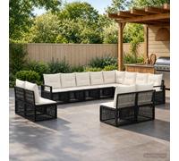 vidaXL Conjunto de sofás de jardín 12 uds. Negro ratán sintético