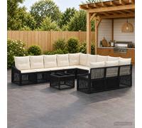 vidaXL Conjunto de sofás de jardín 12 uds. Negro ratán sintético