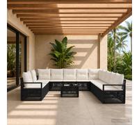 vidaXL Conjunto de sofás de jardín 12 uds. Negro ratán sintético