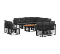 vidaXL Conjunto de sofás de jardín 12 uds. Negro y Gris Oscuro