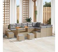 vidaXL Conjunto de sofás de jardín 13 uds. Beige ratán sintético