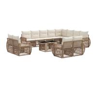 vidaXL Conjunto de sofás de jardín 13 uds. Beige y Blanco Crema