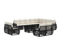 vidaXL Conjunto de sofás de jardín 13 uds. Negro y Blanco Crema
