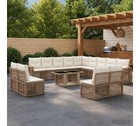 vidaXL Conjunto de sofás de jardín 14 uds. Beige y blanco crema