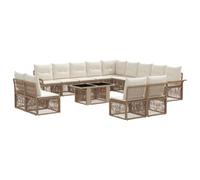 vidaXL Conjunto de sofás de jardín 14 uds. Beige y Blanco Crema