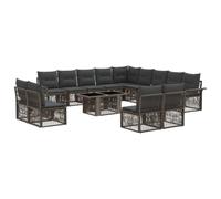 vidaXL Conjunto de sofás de jardín 14 uds. Gris y Gris Oscuro