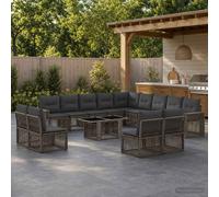 vidaXL Conjunto de sofás de jardín 14 uds. Gris y Gris Oscuro