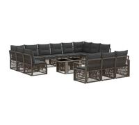 vidaXL Conjunto de sofás de jardín 14 uds. Gris y Gris Oscuro