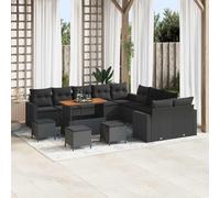 vidaXL Conjunto de sofás de jardín 18 pcs Negro ratán sintético