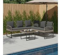 vidaXL Conjunto de sofás de jardín 2 pcs Ratán sintético y acero Gris
