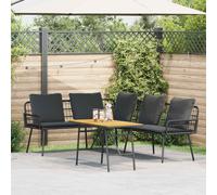 vidaXL Conjunto de sofás de jardín 2 uds. Negro ratán sintético