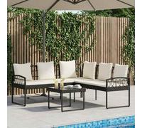 vidaXL Conjunto de sofás de jardín 2 pcs Ratán sintético y acero Negro