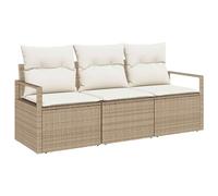 vidaXL Conjunto de sofás de jardín 3 uds. Beige y ratán sintético
