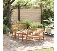 vidaXL Conjunto de sofás de jardín 3 pcs Natural Madera de teca maciza