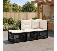 vidaXL Conjunto de sofás de jardín 3 uds. 3-Número de plazas Negro