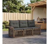vidaXL Conjunto de sofás de jardín 3 uds. Gris ratán sintético