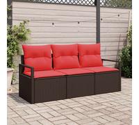 vidaXL Conjunto de sofás de jardín 3 uds. Marrón y Rojo
