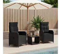 vidaXL Conjunto de Sofás de Jardín 3 uds. Negro
