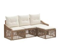 vidaXL Conjunto de sofás de jardín 4 pcs Beige ratán sintético, Sofá Moderno, Resistente a la Intemperie, Modular y con Patas Ajustables para Disfrutar en el jardín o la terraza