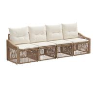 vidaXL Conjunto de sofás de jardín 4 pcs Beige ratán sintético, Sofá Modular Moderno, Resistente al Clima, Lounge Exterior Ajustable, Asientos cómodos, Fundas Lavables