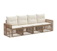 vidaXL Conjunto de sofás de jardín 4 pcs Beige y Blanco Crema, Muebles Modernos para jardín, Asientos Exteriores, sofá Modular Resistente al Clima, Patas Ajustables, Lounge de ratán