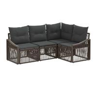 vidaXL Conjunto de sofás de jardín 4 pcs Gris ratán sintético, Balcón Moderno y Resistente al Clima, Patas Ajustables, sofá Modular, Set de Ratan sintético para el jardín