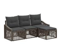 vidaXL Conjunto de sofás de jardín 4 pcs Gris ratán sintético, Sofá Moderno, Resistente a la Intemperie, Modular y con Patas Ajustables para Disfrutar en el jardín o la terraza
