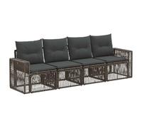 vidaXL Conjunto de sofás de jardín 4 pcs Gris y Gris Oscuro, Muebles Modernos para jardín, Asientos Exteriores, sofá Modular Resistente al Clima, Patas Ajustables, Lounge de ratán