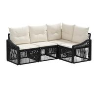 vidaXL Conjunto de sofás de jardín 4 pcs Negro ratán sintético, Balcón Moderno y Resistente al Clima, Patas Ajustables, sofá Modular, Set de Ratan sintético para el jardín