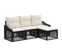 vidaXL Conjunto de sofás de jardín 4 pcs Negro ratán sintético, Sofá Moderno, Resistente a la Intemperie, Modular y con Patas Ajustables para Disfrutar en el jardín o la terraza