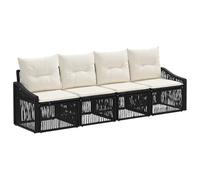 vidaXL Conjunto de sofás de jardín 4 pcs Negro ratán sintético, Sofá Modular Moderno, Resistente al Clima, Lounge Exterior Ajustable, Asientos cómodos, Fundas Lavables