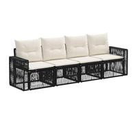 vidaXL Conjunto de sofás de jardín 4 pcs Negro y Blanco Crema, Muebles Modernos para jardín, Asientos Exteriores, sofá Modular Resistente al Clima, Patas Ajustables, Lounge de ratán