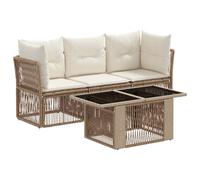vidaXL Conjunto de sofás de jardín 4 uds. Beige ratán sintético