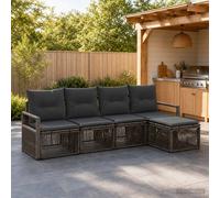 vidaXL Conjunto de sofás de jardín 4 uds. Gris ratán sintético