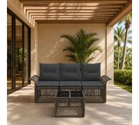vidaXL Conjunto de sofás de jardín 4 uds. Gris ratán sintético