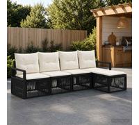 vidaXL Conjunto de sofás de jardín 4 uds. Negro ratán sintético