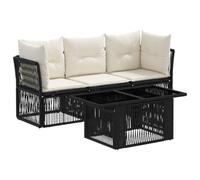 vidaXL Conjunto de sofás de jardín 4 uds. Negro ratán sintético