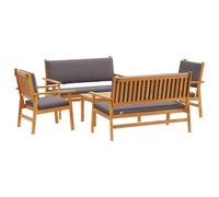 vidaXL Conjunto de sofás de jardín 5 pcs Marrón