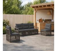 vidaXL Conjunto de sofás de jardín 5 uds. Gris ratán sintético